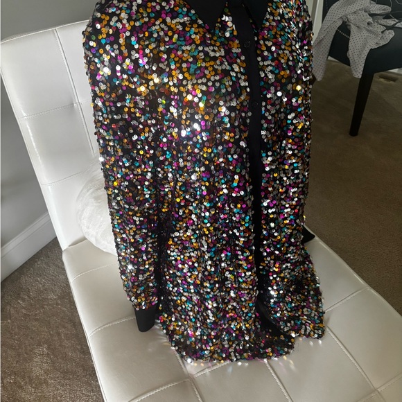 Sequin Button-Down Tunic Top - Picture 7 of 8